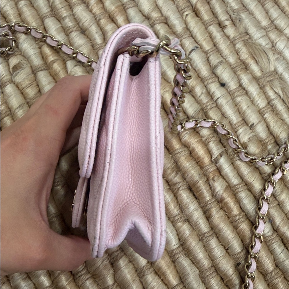 CHANEL Light Pink Quilted Mini Bag with Gold Chain - Picture 15 of 17